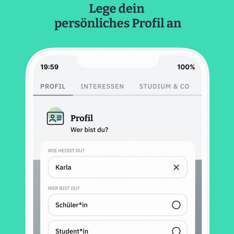 Ausführlichere Informationen über deine Suche kannst du im persönlichen Profil angeben