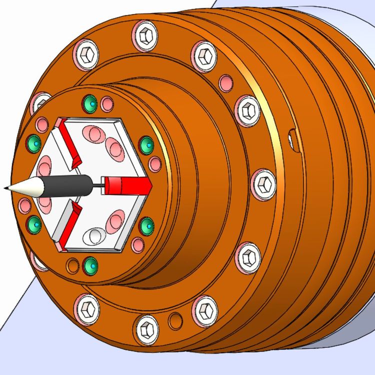 Auf dem Plan ist der Bleistift in das Spannfutter eingespannt